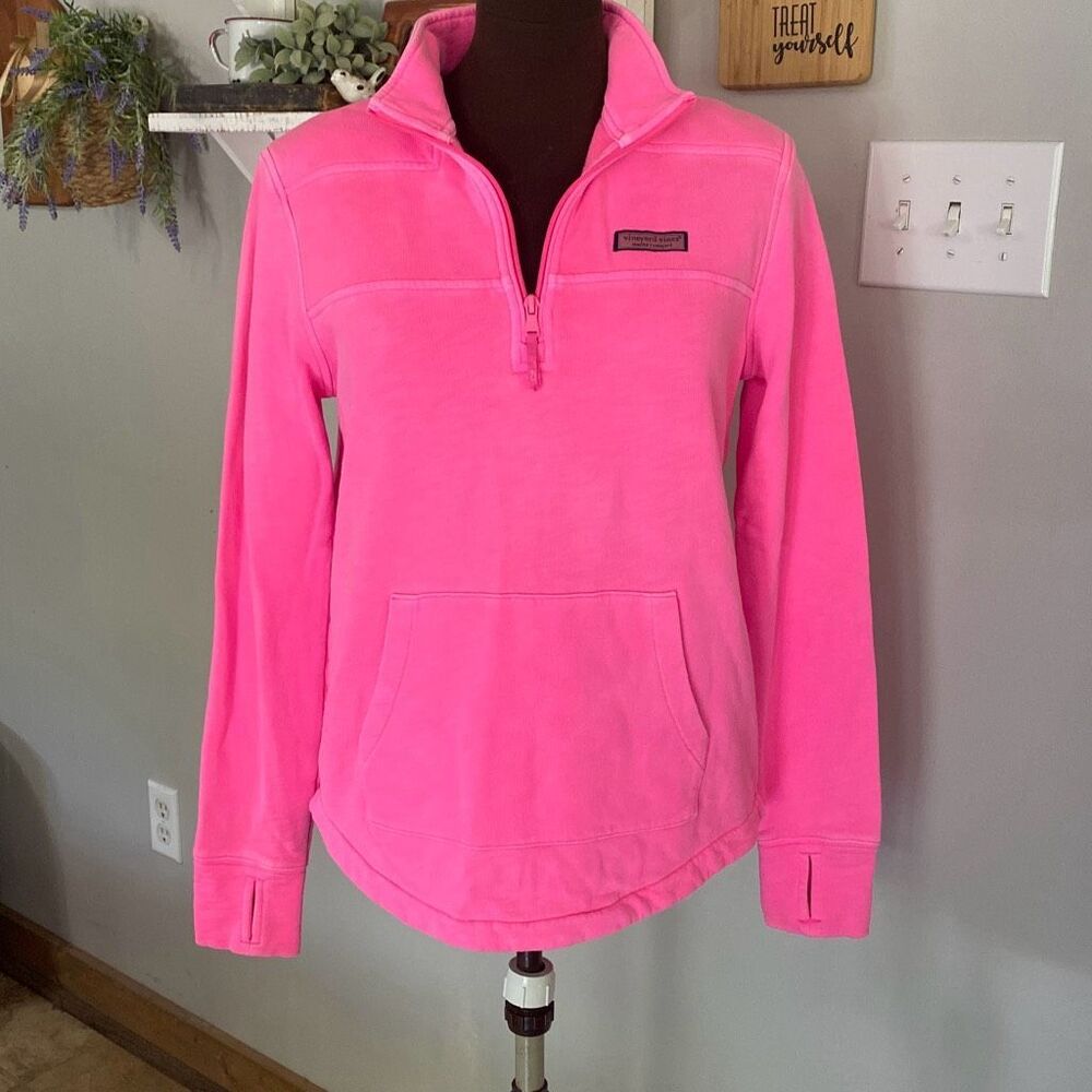 Vineyard Vines Hot Pink Quarter-Zip Pullover Sweatshirt
